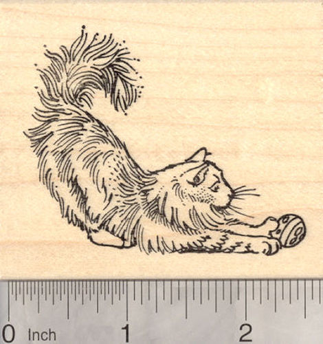 Norwegian Forest Cat Rubber Stamp, Cold Climate Cat from Norway, Siberian, Turkish