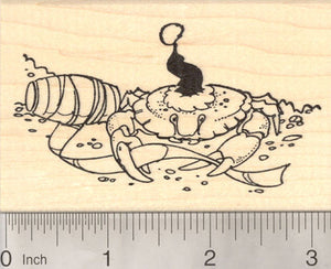 Christmas Crab in Santa Hat Rubber Stamp
