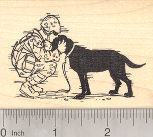 Military Dog Rubber Stamp, Soldier Returns Home
