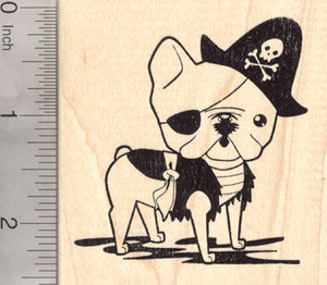 French Bulldog Pirate Rubber Stamp, Dog in Halloween Costume