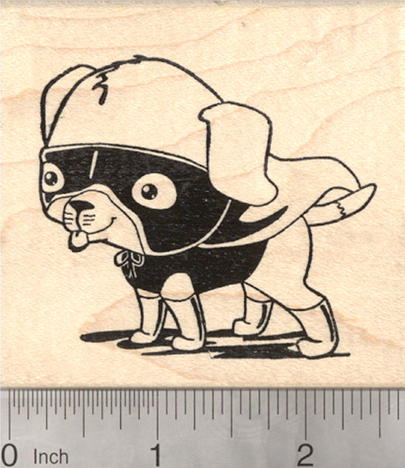 Super Beagle Rubber Stamp, Dog in Superhero Cape and Mask, Halloween Costume