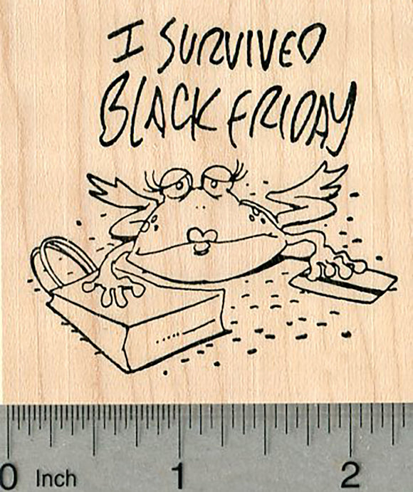 Black Friday Frog Rubber Stamp, Thanksgiving Holiday Shopping