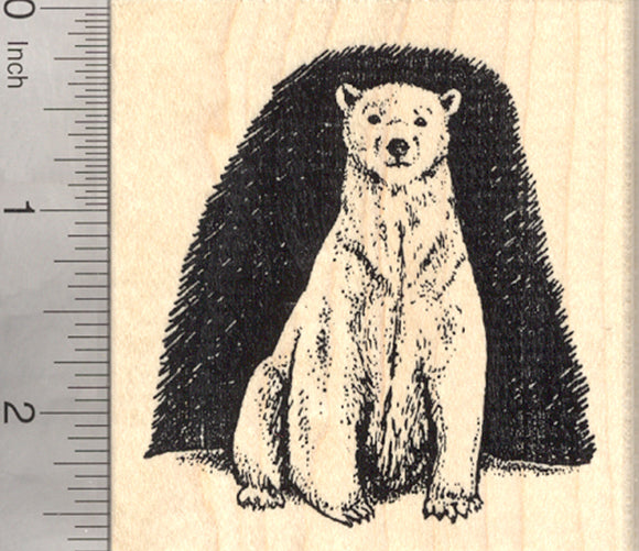 Polar Bear Rubber Stamp, Arctic Carnivore, Endangered Wildlife