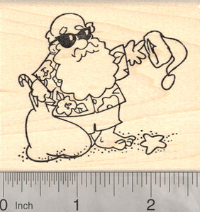 Tropical Santa Rubber Stamp, Christmas in the tropics, in July