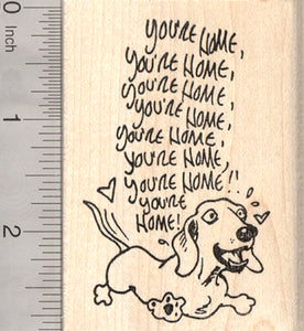 Missing you Dachshund Rubber Stamp, Excited Dog