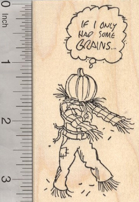 Halloween Zombie Scarecrow Rubber Stamp, If I only Had Brains