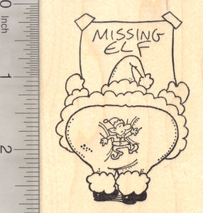 Santa Claus Missing Elf Rubber Stamp, Christmas