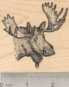 Moose Portrait Rubber Stamp