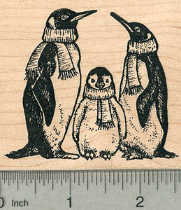 Holiday Emperor Penguins Rubber Stamp, in Christmas Scarves