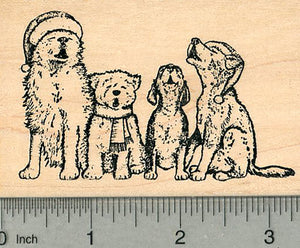 Christmas Dog Rubber Stamp, Hounds Singing Carols