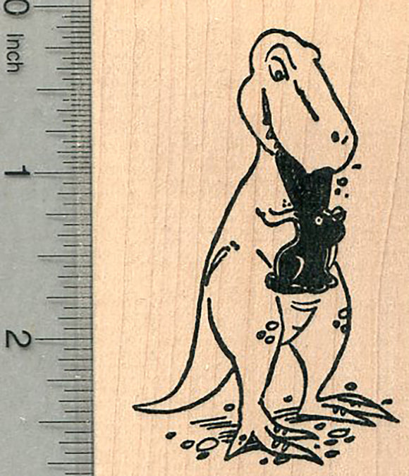 Easter T-Rex Rubber Stamp, Dinosaur with Chocolate Bunny