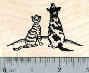 Cat and Dog Rubber Stamp, Looking at the Sky
