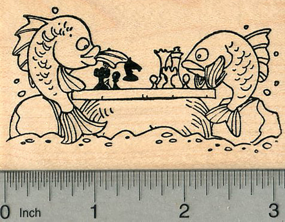 Chess Fish Rubber Stamp