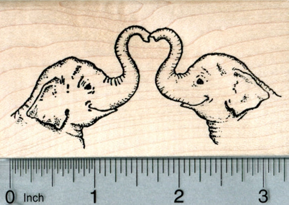 Valentine's Day Elephants Rubber Stamp