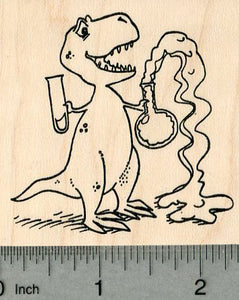 Chemistry T-Rex Rubber Stamp, Dinosaur with Flasks, Science Series