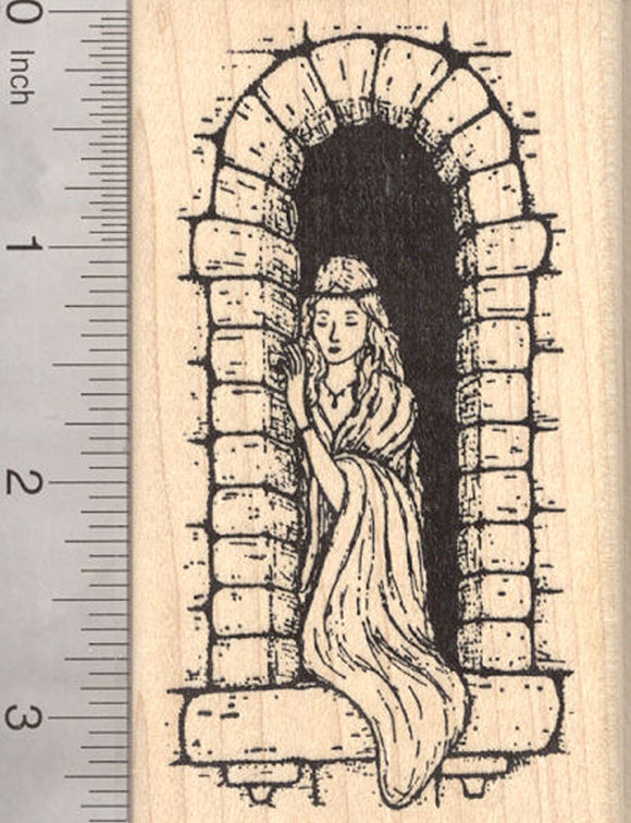 Castle Princess Rubber Stamp, Fairytale Maiden, Renaissance
