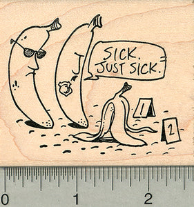 Banana Crime Scene Rubber Stamp, Humorous Detective Series