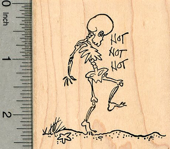 Beach Skeleton Rubber Stamp, Day of the Dead, Hot Sand