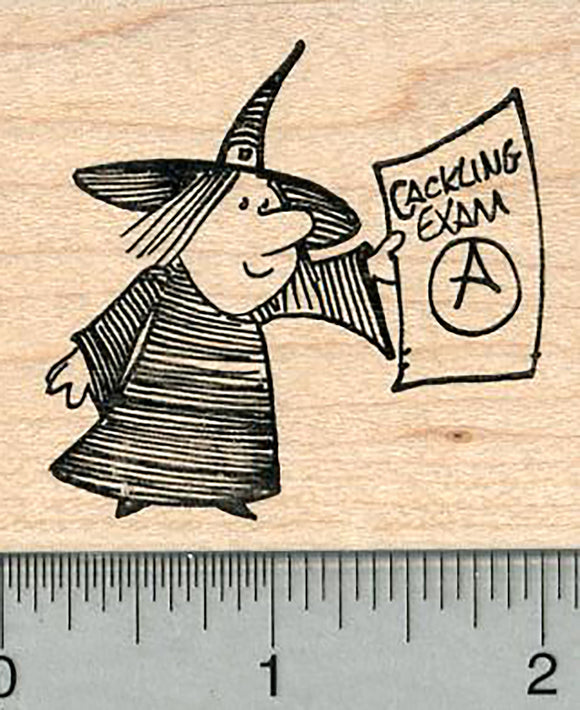 Witch Rubber Stamp, Halloween Series, Cackling Exam