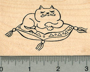 Cat Rubber Stamp, Kitty on Fancy Pillow