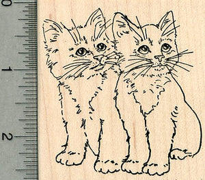 Cat Rubber Stamp, Pair of Kittens