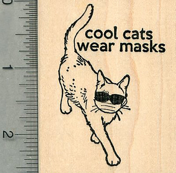 Cool Cats Rubber Stamp, Mask Series