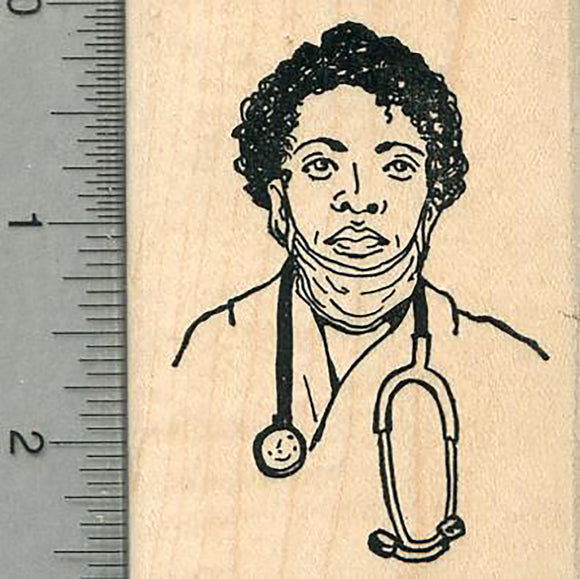 Doctor Rubber Stamp, Woman with Stethoscope, Healthcare Heroes Series