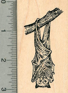 Hanging Bat Rubber Stamp, Wildlife Series