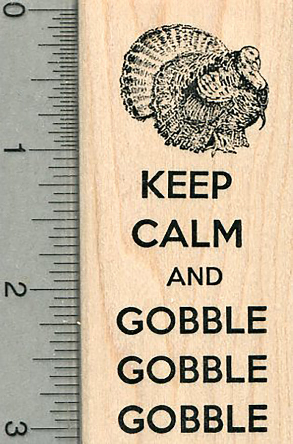 Thanksgiving Saying Rubber Stamp, Keep Calm with Turkey