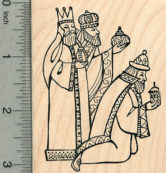 Christmas Rubber Stamp, Gift of the Magi, Three Kings
