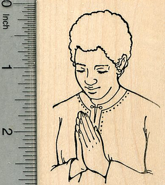 Praying Woman Rubber Stamp, People of Faith Series