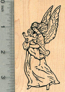 Guardian Angel Rubber Stamp, Holding Infant