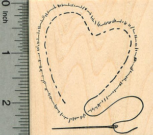 Sewing Heart Rubber Stamp, Valentine's Day Series