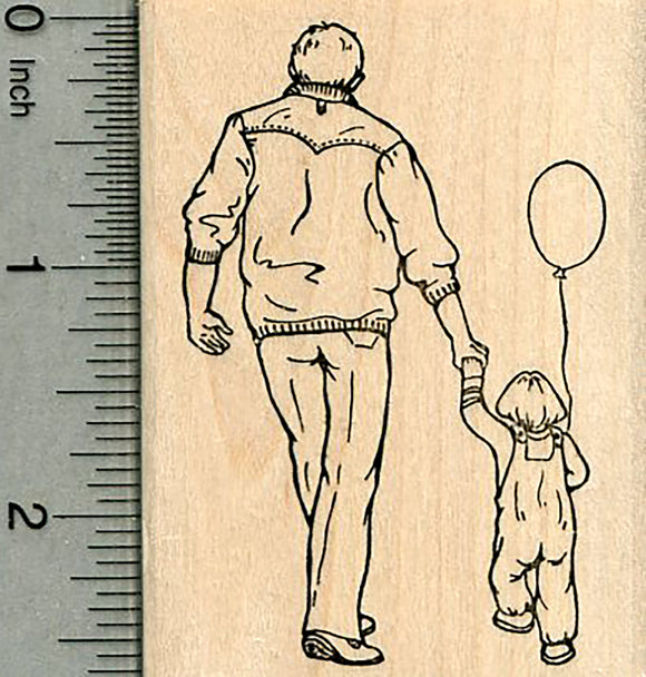 Dad Rubber Stamp, with Child, Father's Day Series