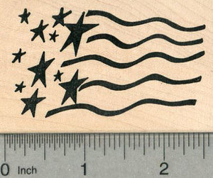 Independence Day Rubber Stamp, Flag, Stars and Stripes