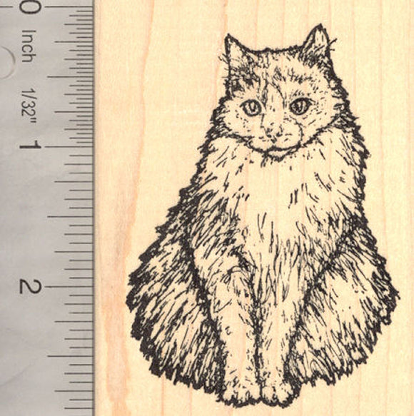 Domestic Long Hair Cat (Tara Storm) Rubber Stamp
