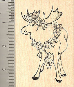 Christmas Moose Rubber Stamp