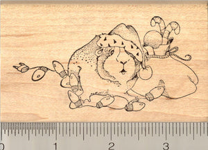 Christmas Guinea Pig Rubber Stamp, Santa Hat and Sack