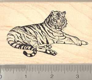 Bengal Tiger Rubber Stamp, Reclining Endangered Wildlife