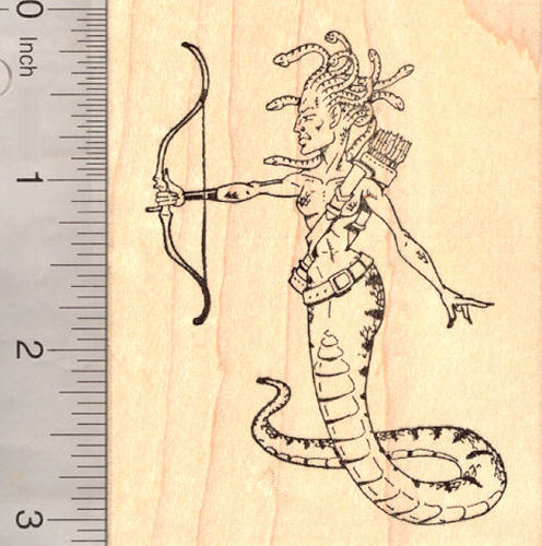 Medusa Rubber Stamp, From Greek Mythology, a Gorgon beheaded by Perseus