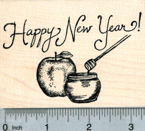 Rosh Hashanah Rubber Stamp, Apple with Honey