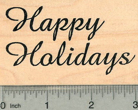 Happy Holidays Rubber Stamp