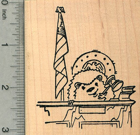 Hedgehog Judge Rubber Stamp, Law and Justice Series