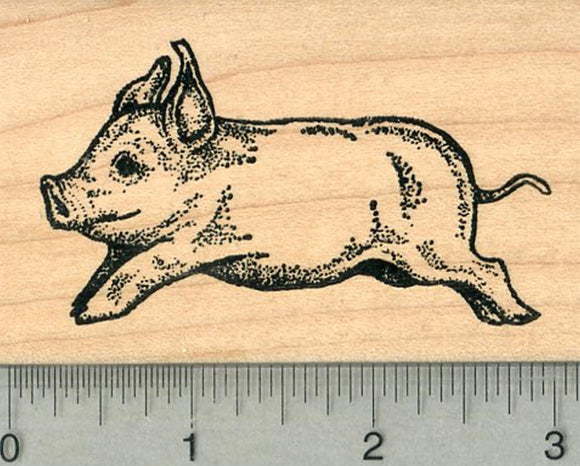 Leaping Pig Rubber Stamp, Jumping Piglet