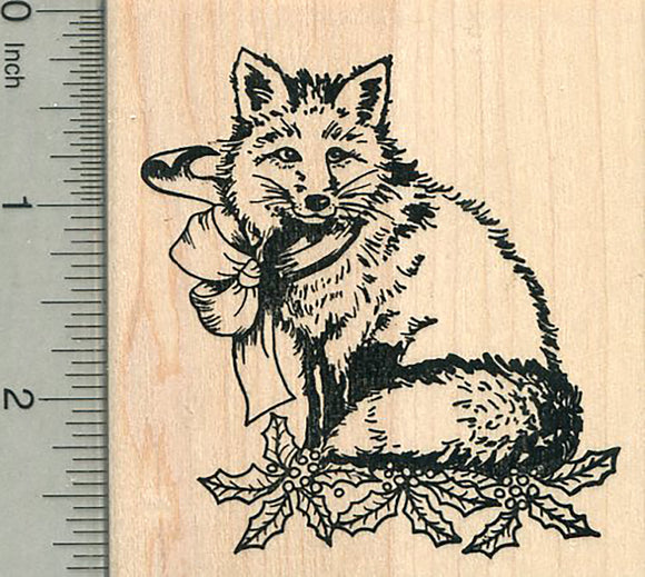 Christmas Fox Rubber Stamp