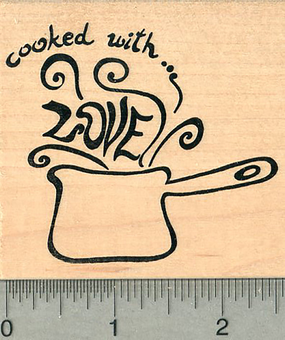 Home Cooking Rubber Stamp, Cooked with Love