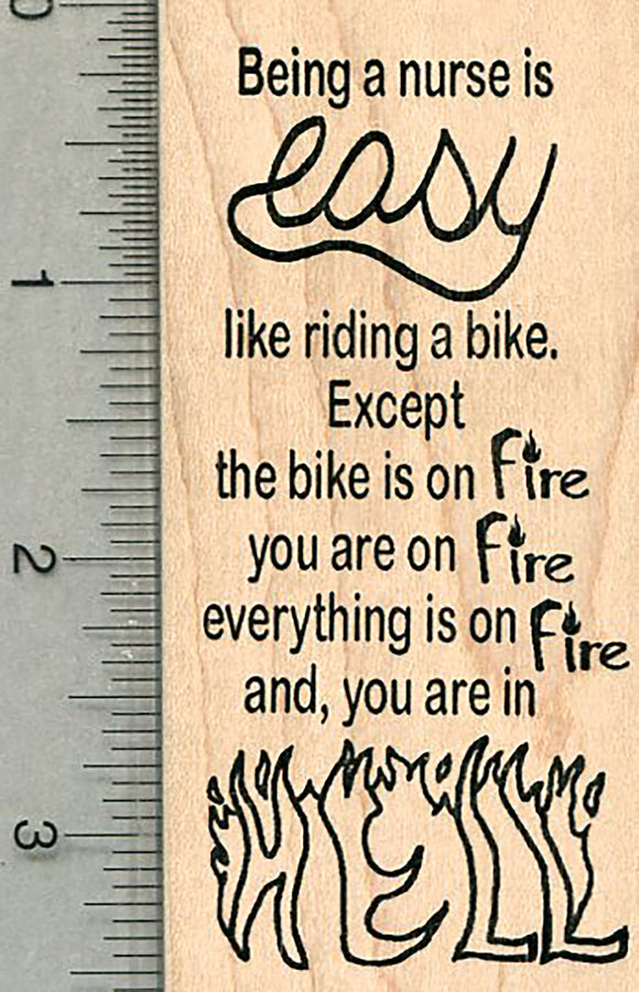 Nurse Appreciation Rubber Stamp, Nursing is like Riding a Bike Series