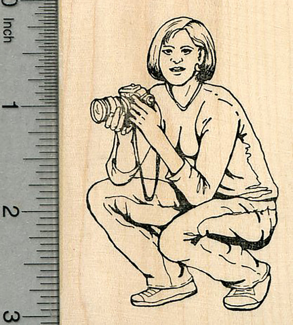 Photographer Rubber Stamp, Woman with Camera