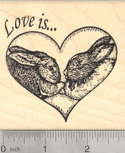 House Rabbit Heart Rubber Stamp, Valentine