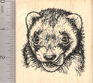 Ferret Rubber Stamp, Detailed and Realistic Face